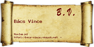 Bács Vince névjegykártya